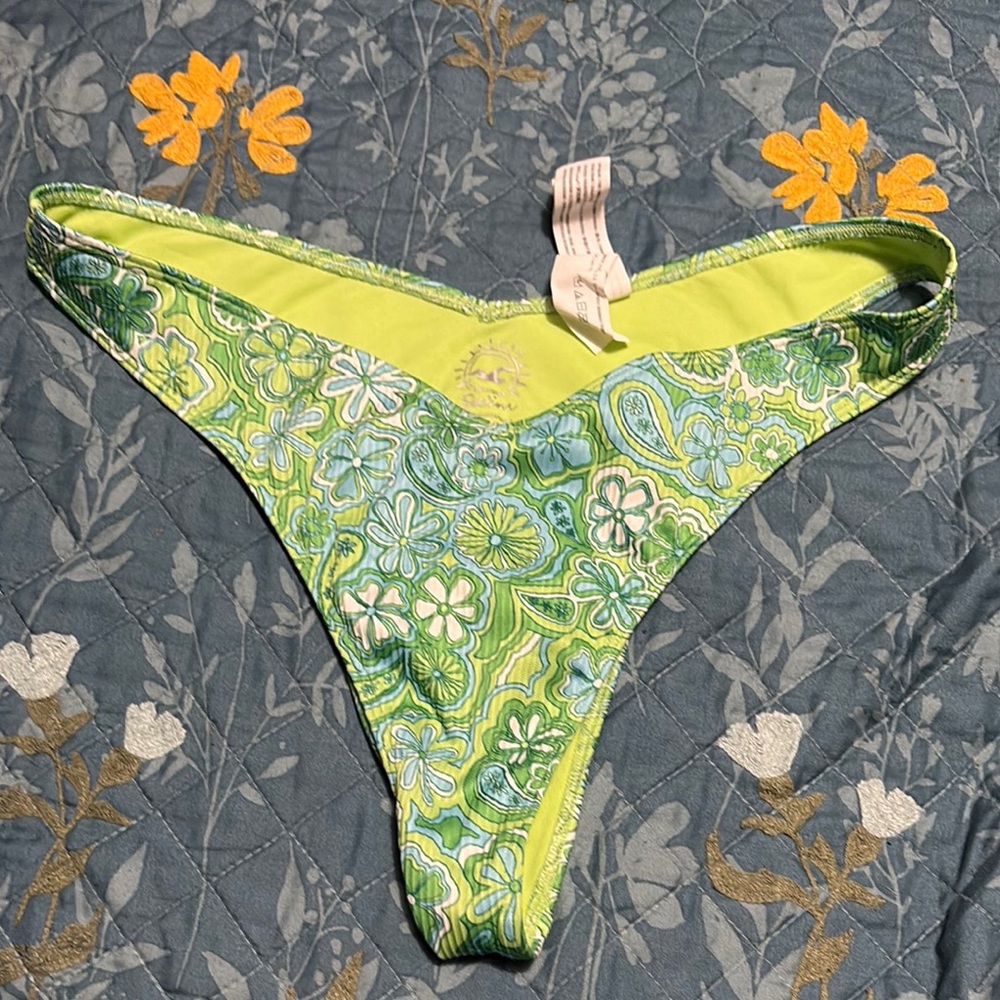 Hollister Neon Green and Blue Swimwear bottoms